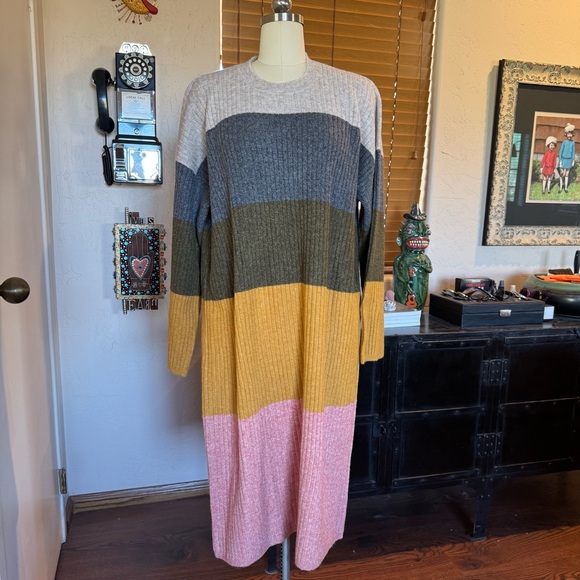 Colorblocked Madewell long sleeve sweater dress XXL - Picture 2 of 11